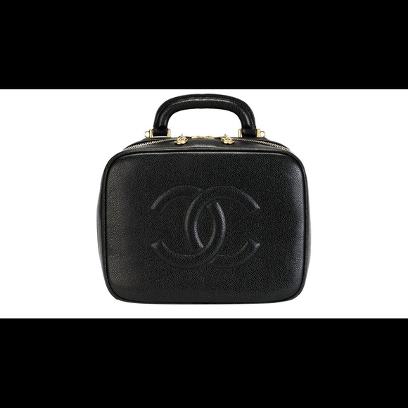 Vintage Chanel black caviar CC VANITY cosmetic bag - Picture 5 of 8